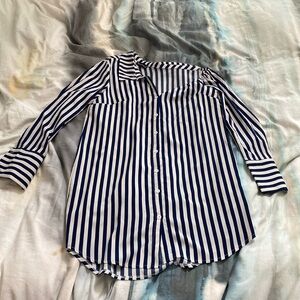 Pretty little thing striped off shoulder silk shirt dress